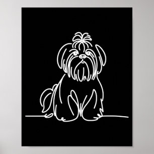 Shih tzu line art dog owner performance poster