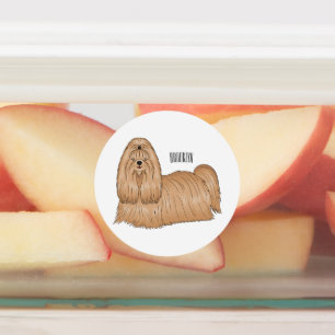 Shih tzu long hair dog cartoon illustration