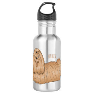 Shih tzu long hair dog cartoon illustration 532 ml water bottle