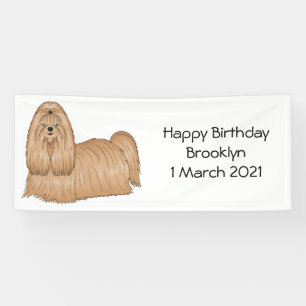Shih tzu long hair dog cartoon illustration banner
