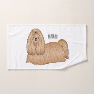 Shih tzu long hair dog cartoon illustration bath towel set