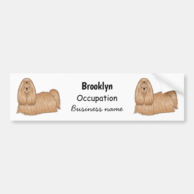 Shih tzu long hair dog cartoon illustration bumper sticker (Front)