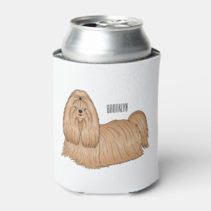 Shih tzu long hair dog cartoon illustration can cooler