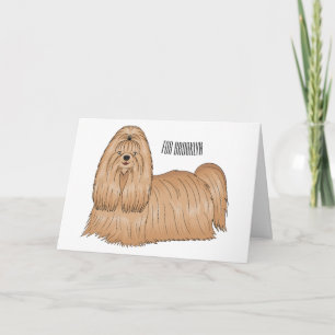 Shih tzu long hair dog cartoon illustration card
