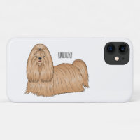Shih tzu long hair dog cartoon illustration