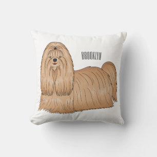 Shih tzu long hair dog cartoon illustration cushion