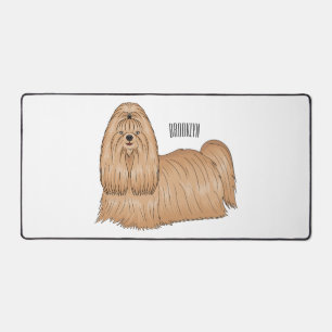 Shih tzu long hair dog cartoon illustration desk mat