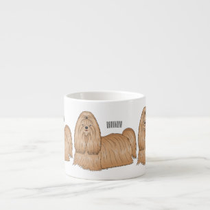 Shih tzu long hair dog cartoon illustration espresso cup