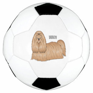 Shih tzu long hair dog cartoon illustration football