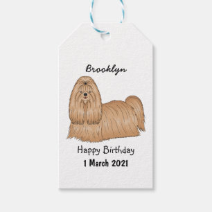 Shih tzu long hair dog cartoon illustration gift tags