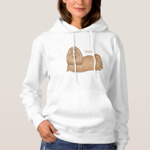 Shih tzu long hair dog cartoon illustration hoodie