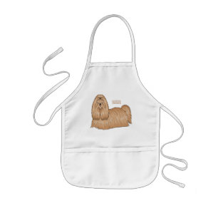 Shih tzu long hair dog cartoon illustration kids apron