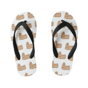 Shih tzu long hair dog cartoon illustration  kid's flip flops