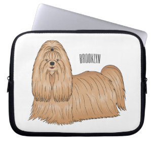 Shih tzu long hair dog cartoon illustration laptop sleeve