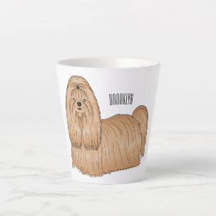 Shih tzu long hair dog cartoon illustration latte mug