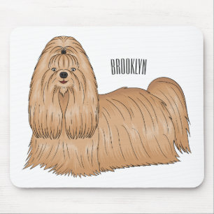 Shih tzu long hair dog cartoon illustration mouse mat