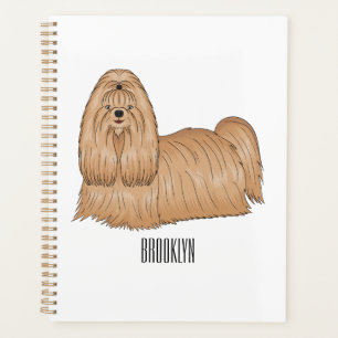 Shih tzu long hair dog cartoon illustration planner