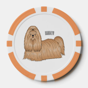 Shih tzu long hair dog cartoon illustration poker chips