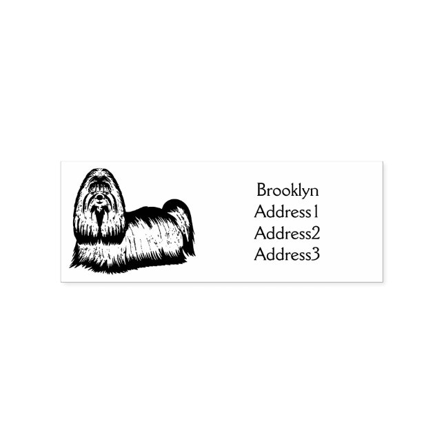 Shih tzu long hair dog cartoon illustration rubber stamp (Imprint)