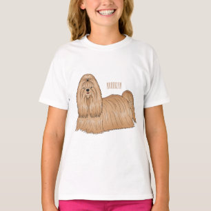 Shih tzu long hair dog cartoon illustration  T-Shirt
