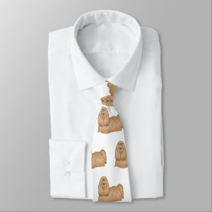 Shih tzu long hair dog cartoon illustration  tie