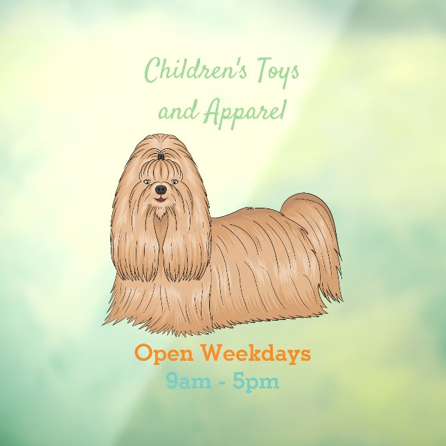 Shih tzu long hair dog cartoon illustration window cling (Sheet 3)