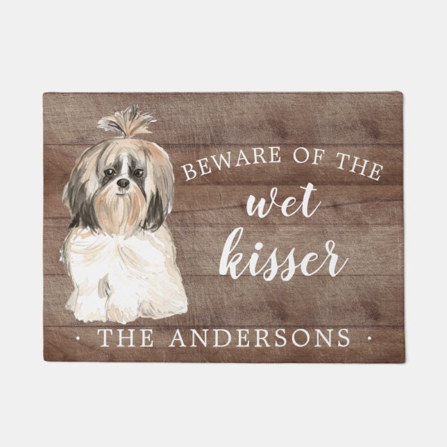 Shih tzu Longer hair Dog Personalised Door Mat (Front)