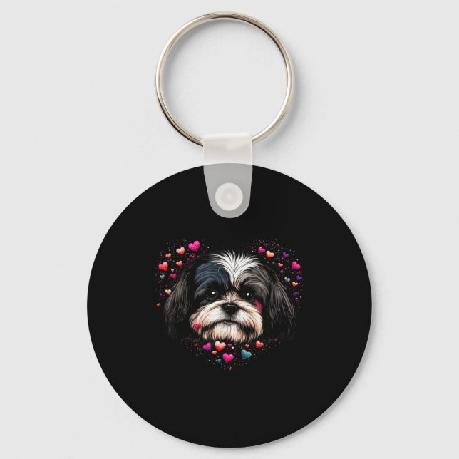 Shih Tzu Love Heart For Valentines Day On Shih Tzu Key Ring (Front)