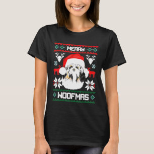 Shih Tzu Merry Woofmas  For Christmas Lion Dog Xma T-Shirt