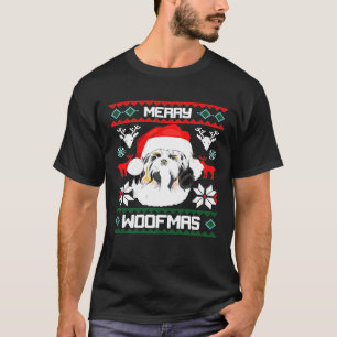 Shih Tzu Merry Woofmas For Christmas Lion Dog Xmas T-Shirt