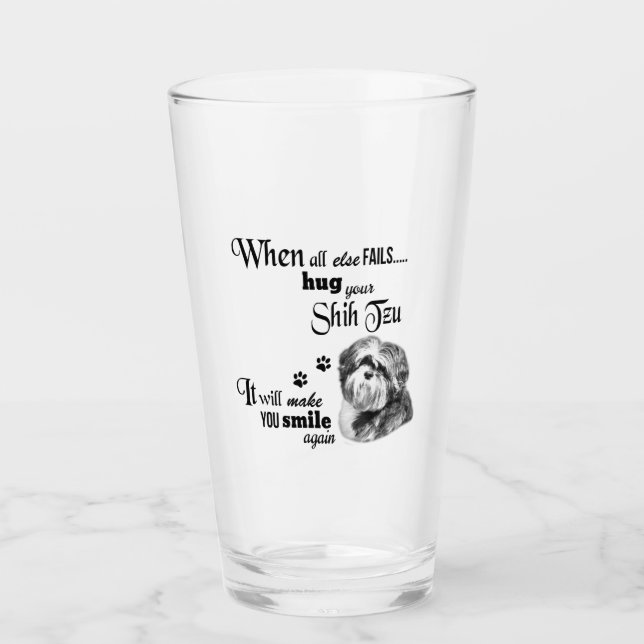 Shih Tzu modern art cute dog breed slogan Glass (Front)