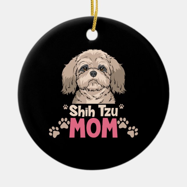 Shih Tzu Mom Ceramic Tree Decoration (Front)