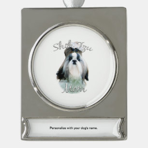 Shih Tzu Mum 2 Silver Plated Banner Ornament