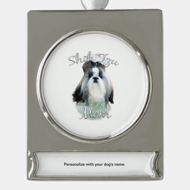 Shih Tzu Mum 2 Silver Plated Banner Ornament (Front)