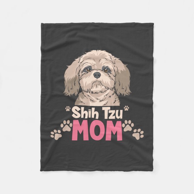 Shih Tzu Mum Fleece Blanket (Front)