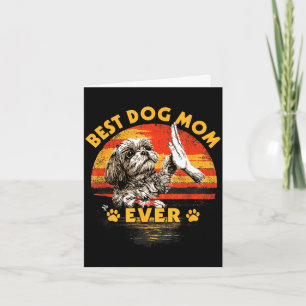 Shih tzu mum retro sunset funny dog mother's day card