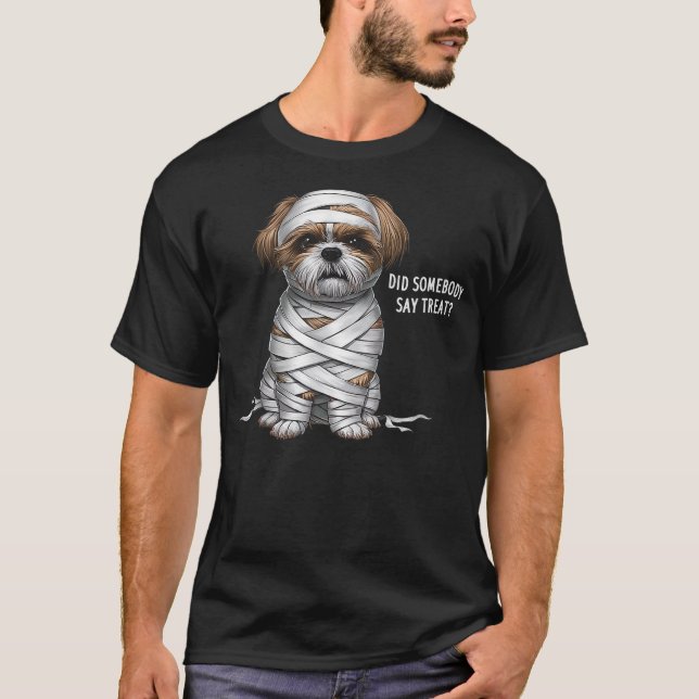 Shih Tzu Mummy Halloween Dog T-Shirt (Front)
