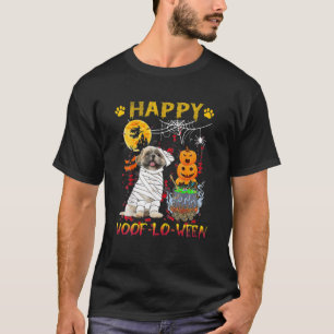 Shih Tzu Mummy Happy Woof-Lo-Ween Halloween Pumpki T-Shirt
