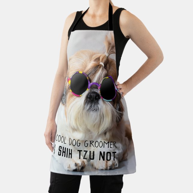 Shih Tzu Not fun cute Cool dog Groomer Your text Apron (Insitu)