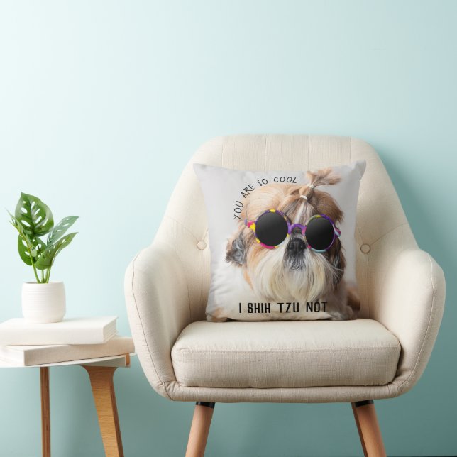 Shih Tzu Not fun cute dog lovers Custom Photo text Cushion (Chair)