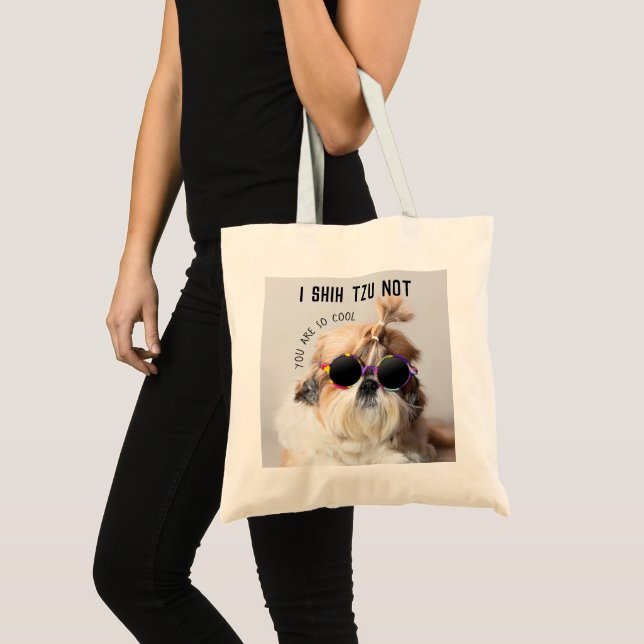 Shih Tzu Not fun cute dog lovers Custom Photo text Tote Bag (Front (Product))