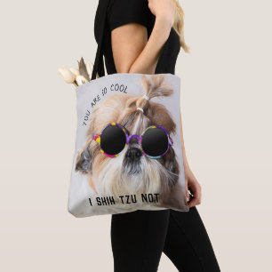 Shih Tzu Not fun cute dog lovers Custom Photo text Tote Bag