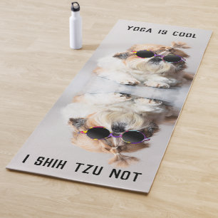 Shih Tzu Not fun cute dog lovers Custom Photo text Yoga Mat