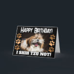 Shih tzu not laughing fun Happy birthday Greeting  Card<br><div class="desc">Cute,  fun,  silly female shih tzu,  brown and white dog with big character. One curious lady cuddly lap dog that will brighten your day.  Inside message: Have a pawsitively amazing birthday!"</div>