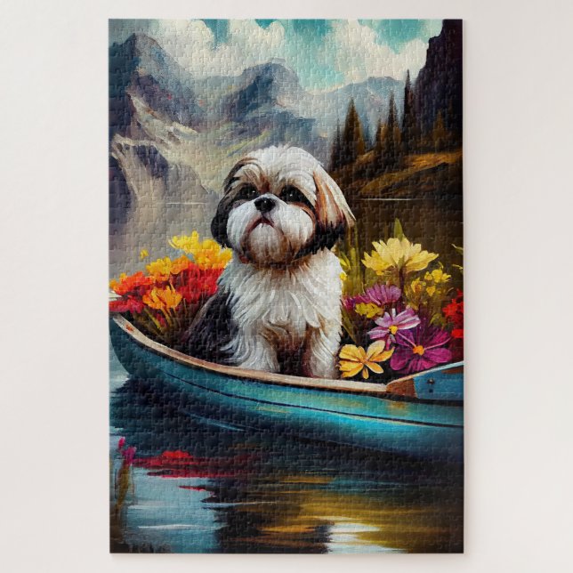 Shih Tzu on a Paddle: A Scenic Adventure Jigsaw Puzzle (Vertical)