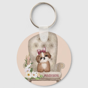 Shih Tzu on Chair Key Ring