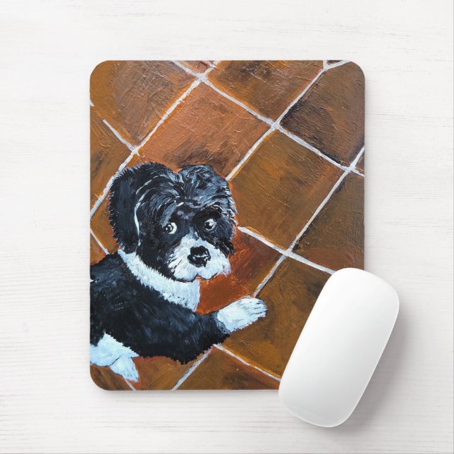 Shih Tzu on Terrace Painting by Alfred Fox Mouse Mat (With Mouse)