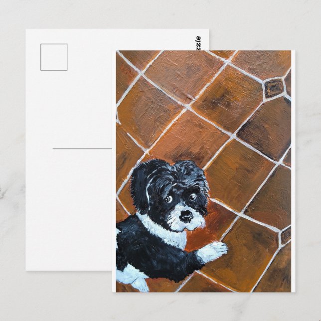 Shih Tzu on Terrace Painting by Alfred Fox Postcard (Front/Back)