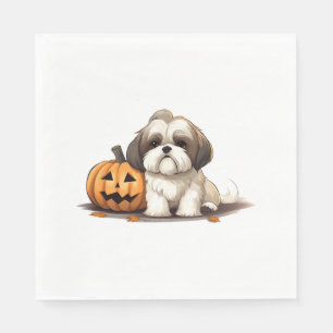 Shih Tzu on the theme of halloween Day Napkin