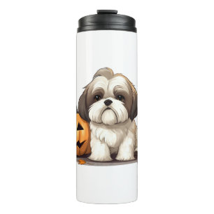 Shih Tzu on the theme of halloween Day Thermal Tumbler